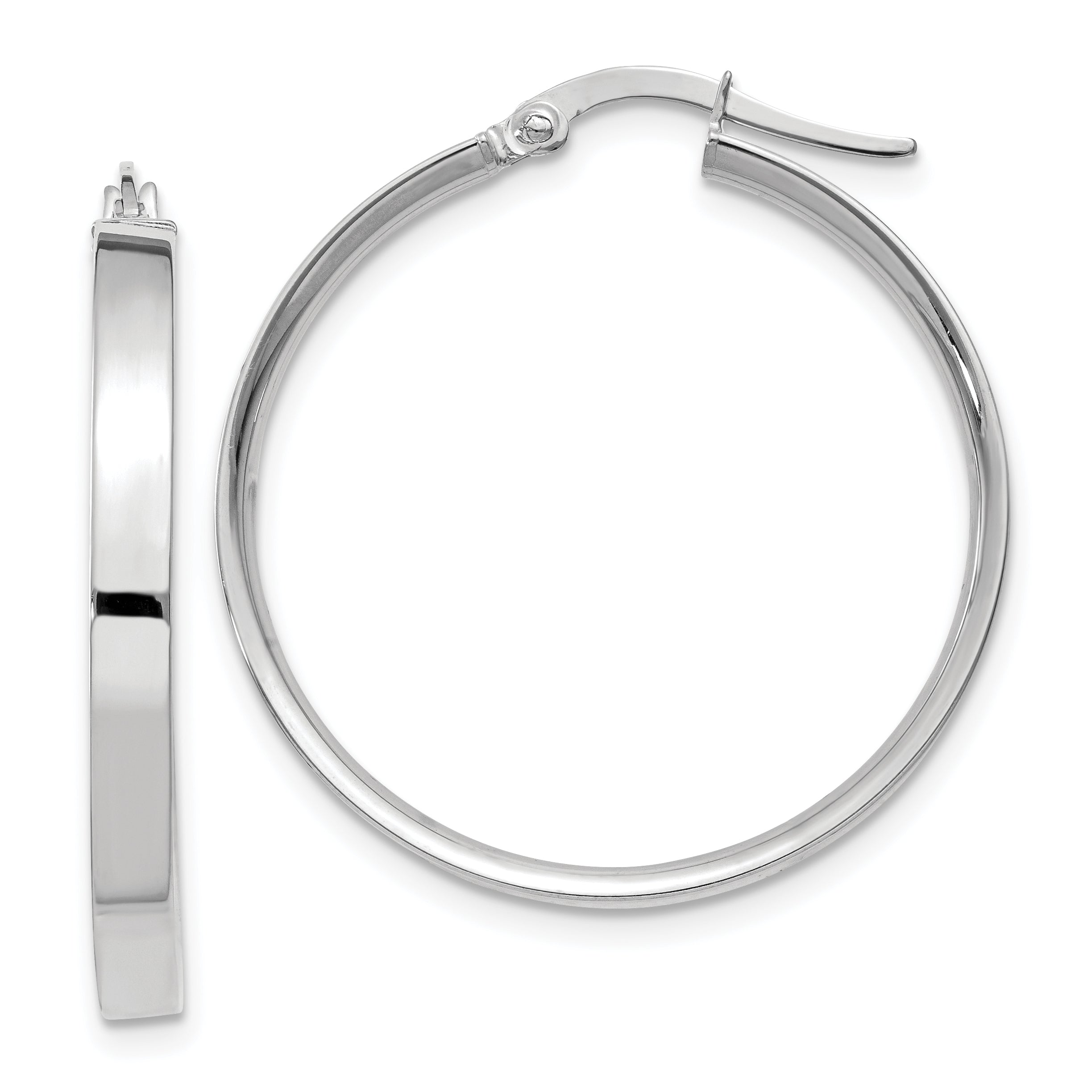 14K White Gold 3mm Large Hoop Earrings Main image
