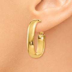 14k 5.75mm Oval Omega Back Hoop Earrings