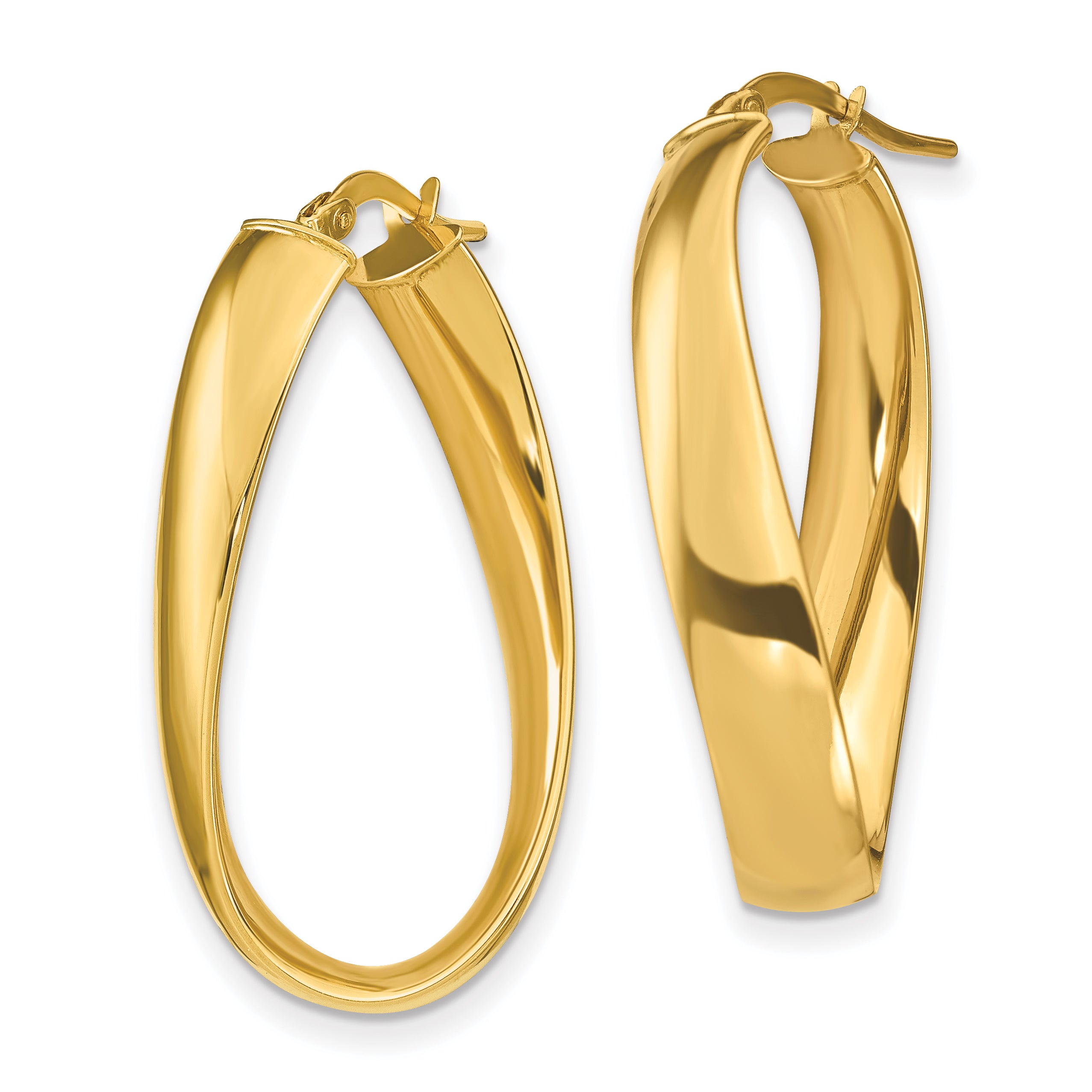 14k Twisted 6mm Oval Hoop Earrings Secondary image