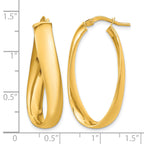 Twisted Oval Hoop Earrings in 14K Yellow Gold, 14mm - Sophia Jewelers
