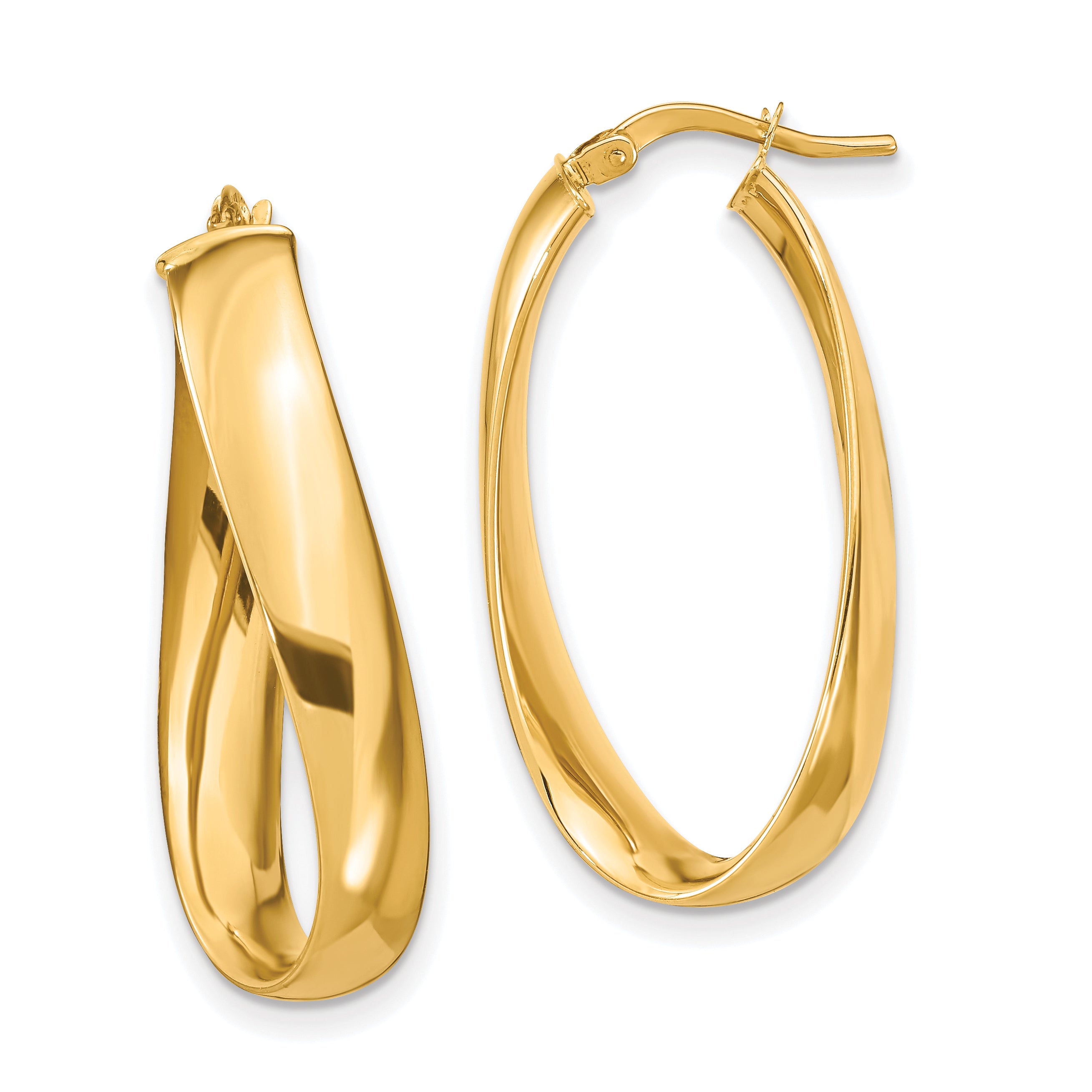 14k Twisted 6mm Oval Hoop Earrings Main image