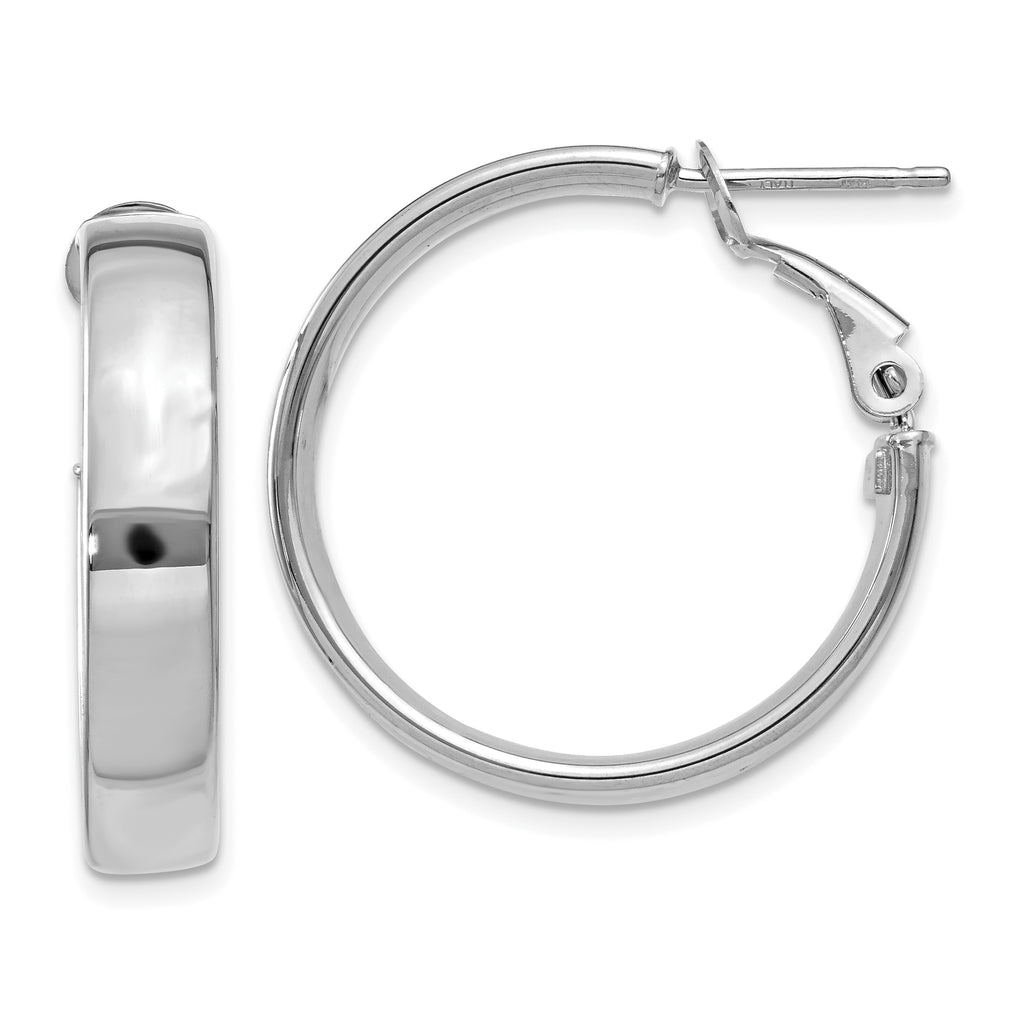 14k 5mm White Gold Omega Back Hoop Earrings