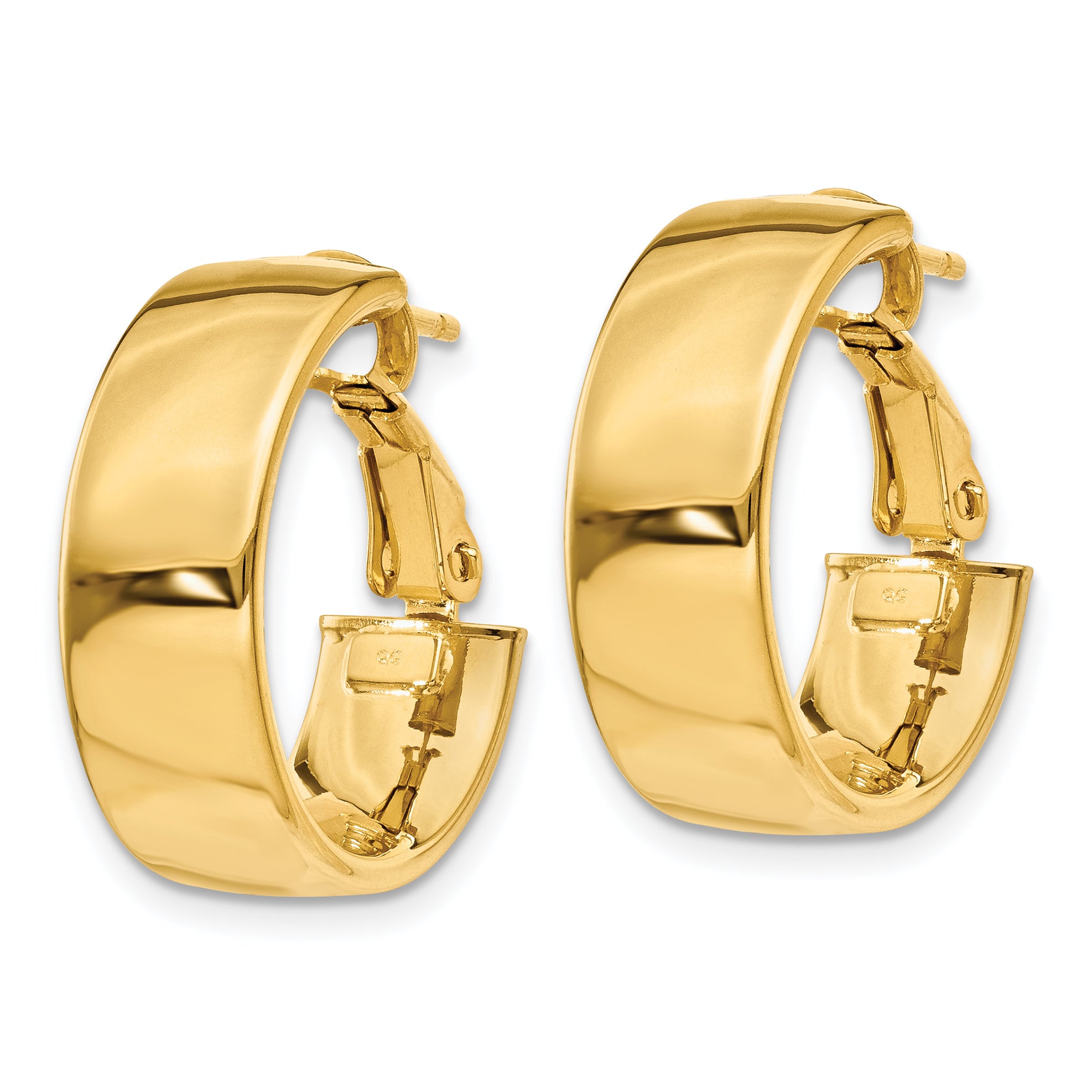 14k Polished 6.75mm Omega Back Hoop Earrings Secondary image