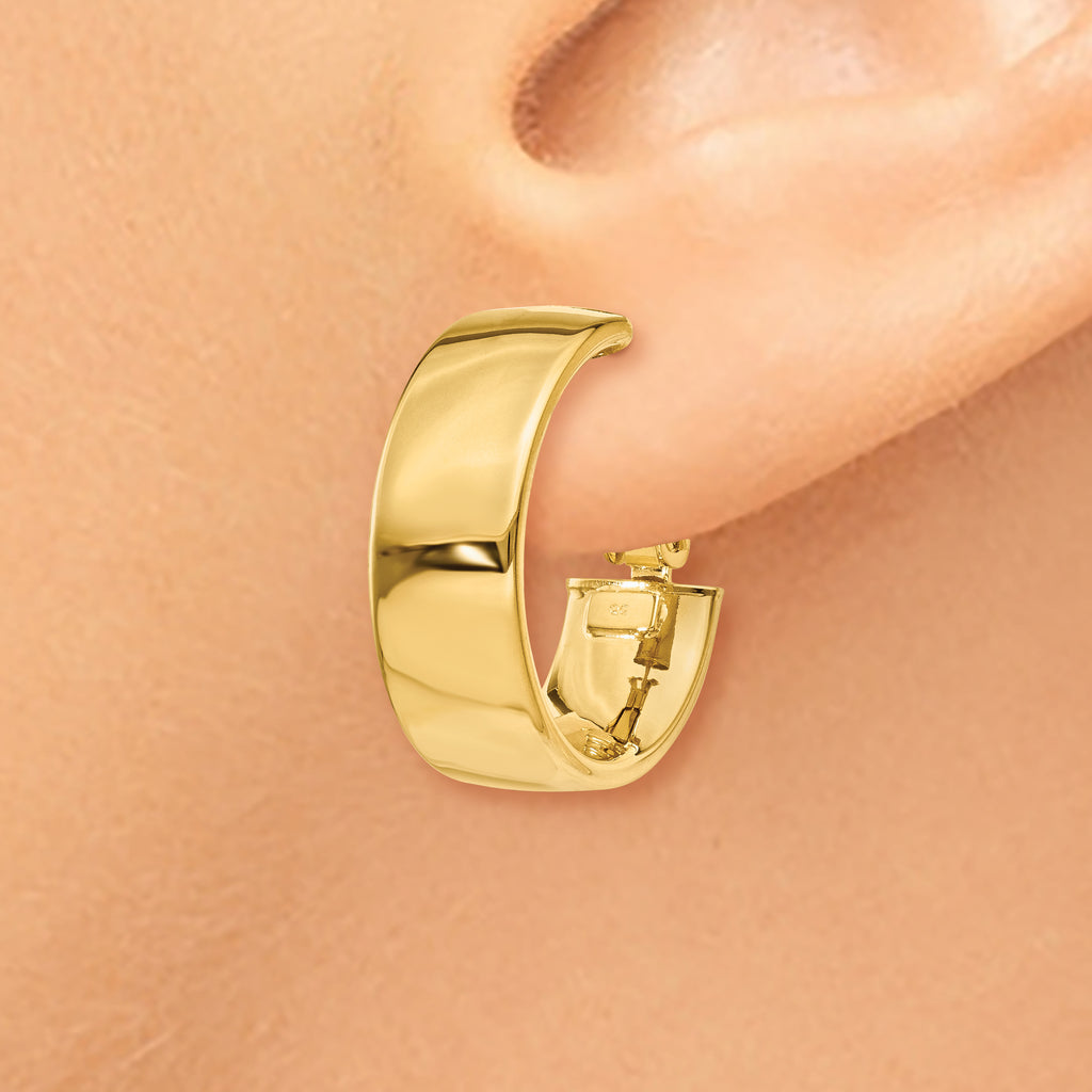 14k Polished 6.75mm Omega Back Hoop Earrings