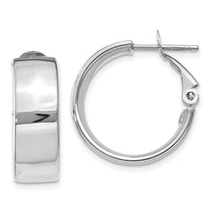 14k 6.75mm White Gold Omega Back Hoop Earrings