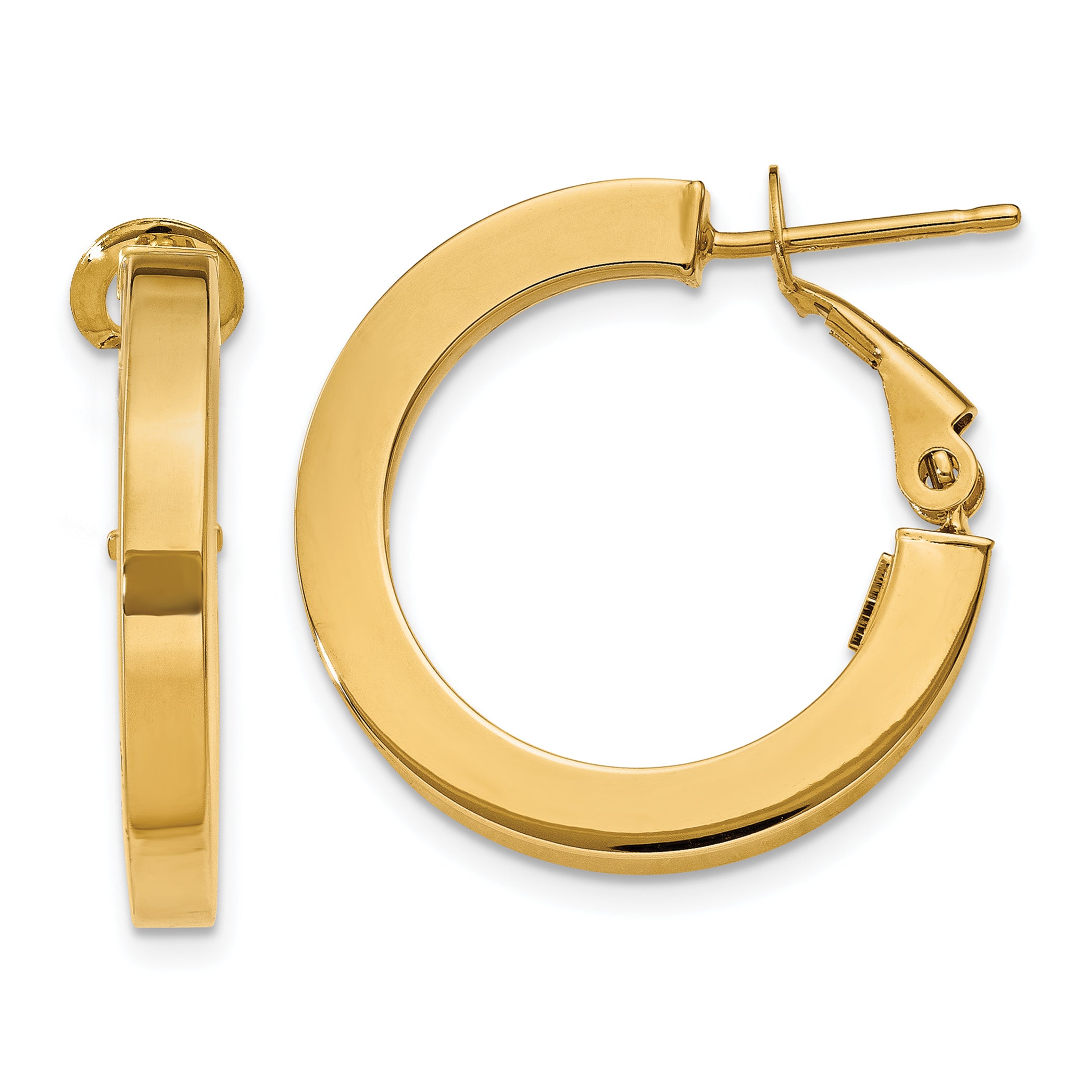 14k 3mm Square Tube Round Hoop Earrings Main image