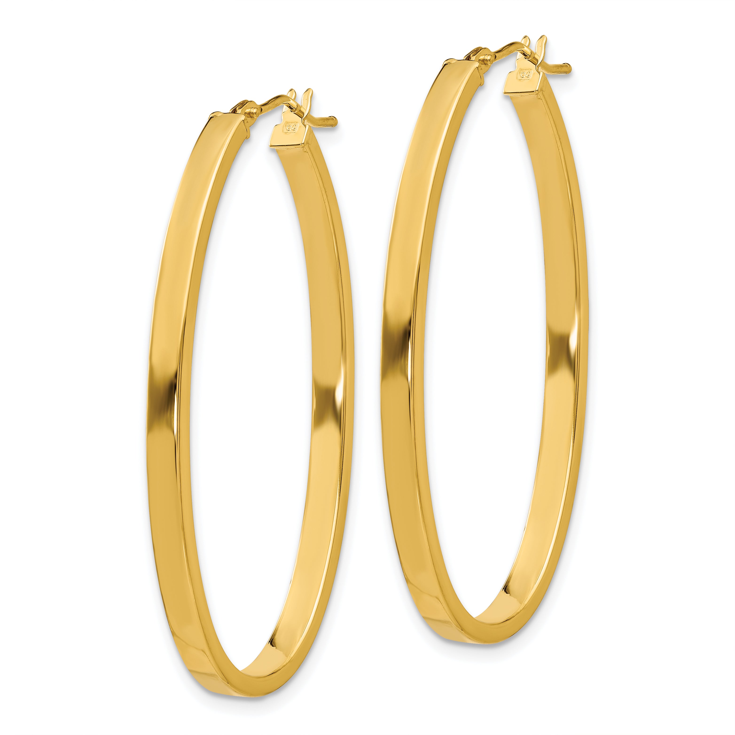 14ky 3mm Polished Oval Hoop Earrings
