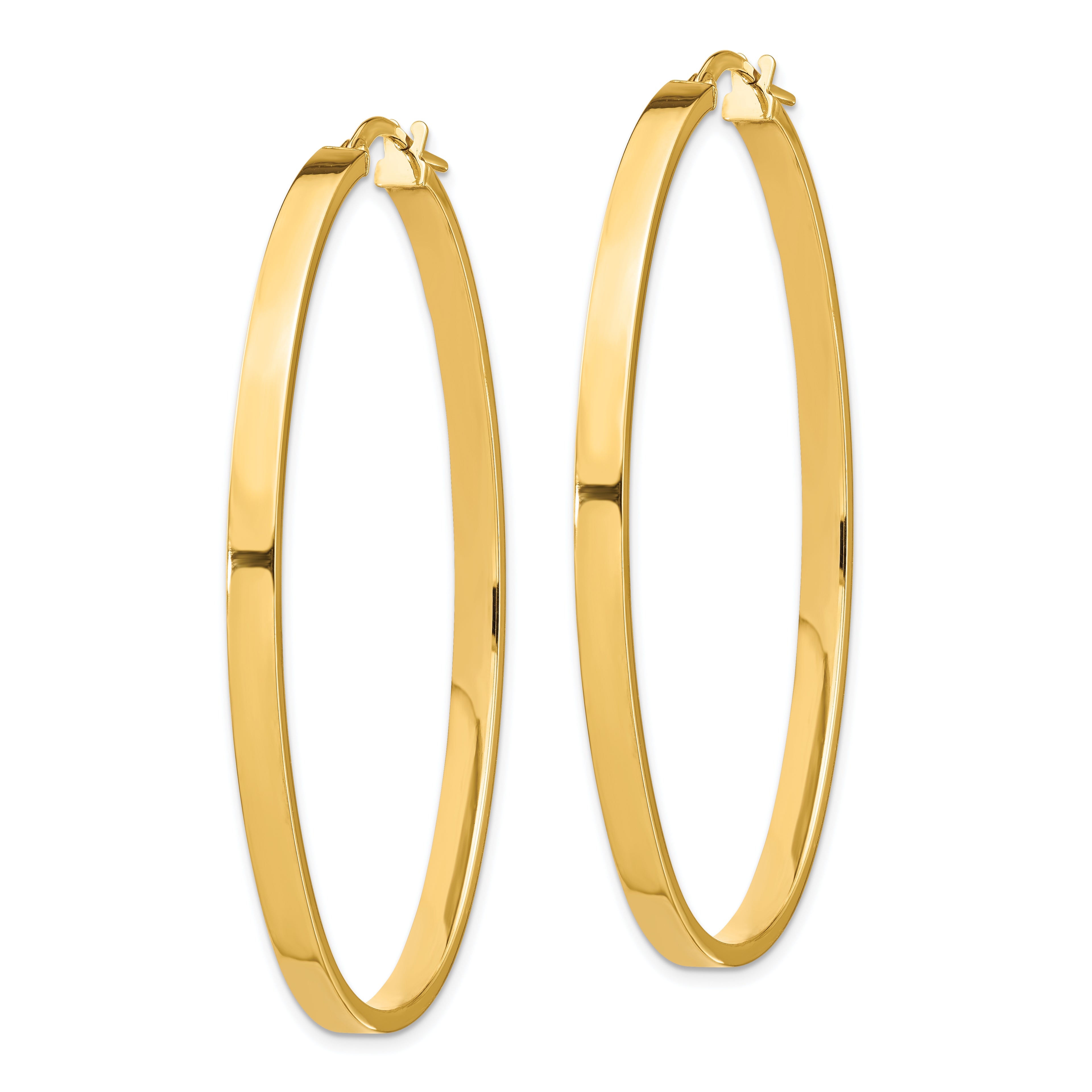 14ky 3mm Polished Large Oval Hoop Earrings