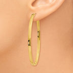14ky 3mm Polished Large Oval Hoop Earrings