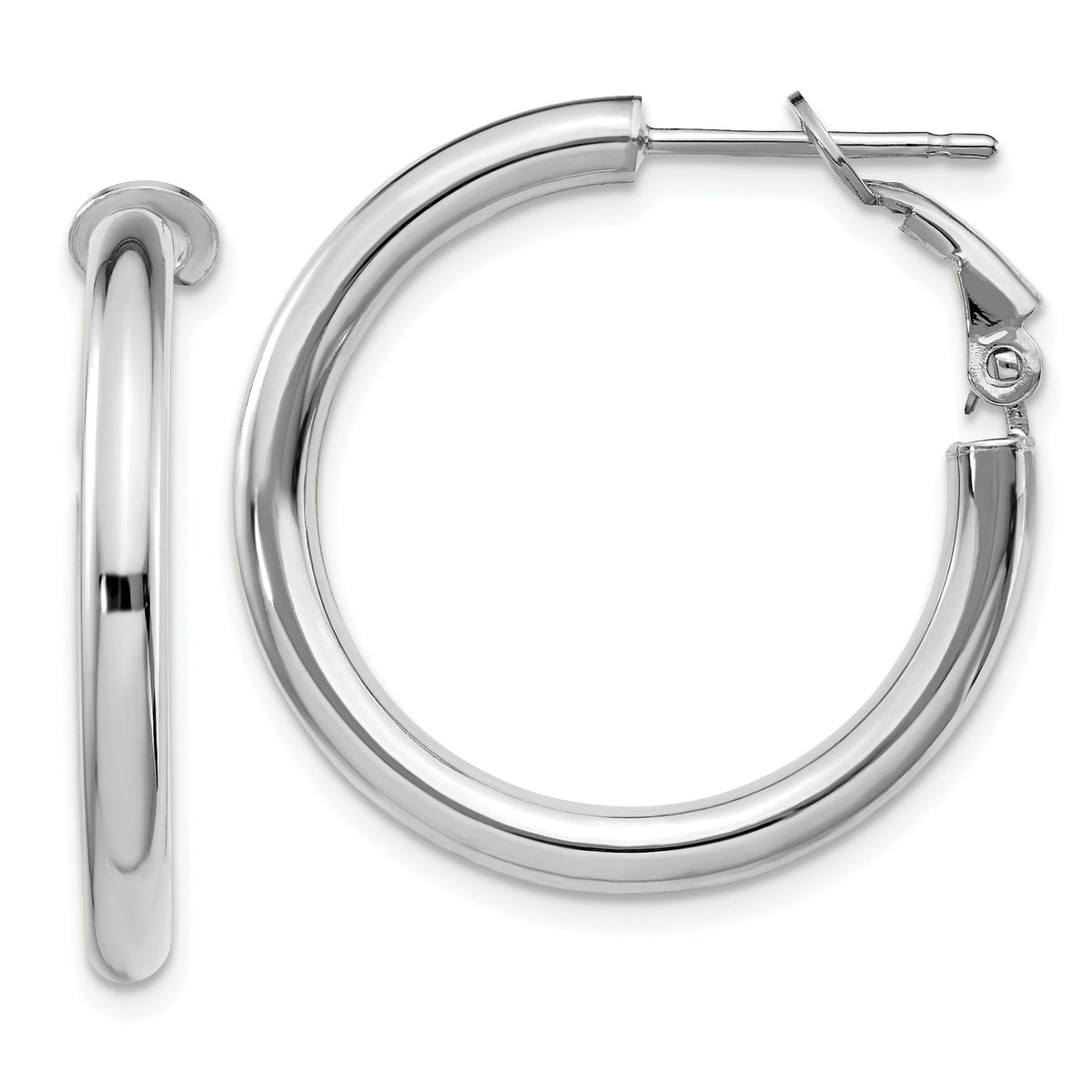 Round Omega Back Hoop Earrings in 14K White Gold, 27mm - Sophia Jewelers Main image