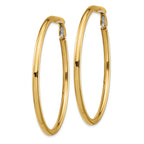 14k 3x45mm Polished Round Omega Back Hoop Earrings