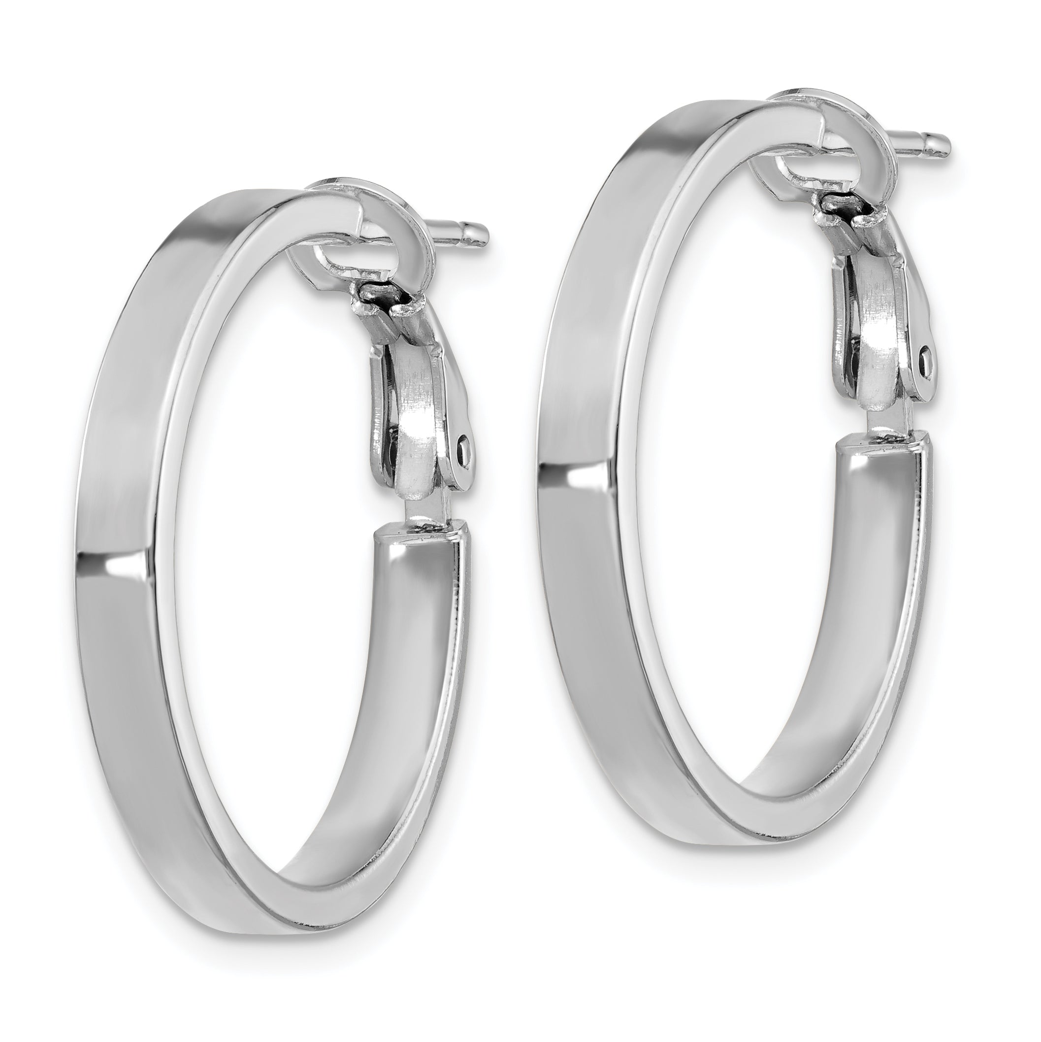 14k White Gold 3x20mm Polished Square Tube Round Hoop Earrings Secondary image