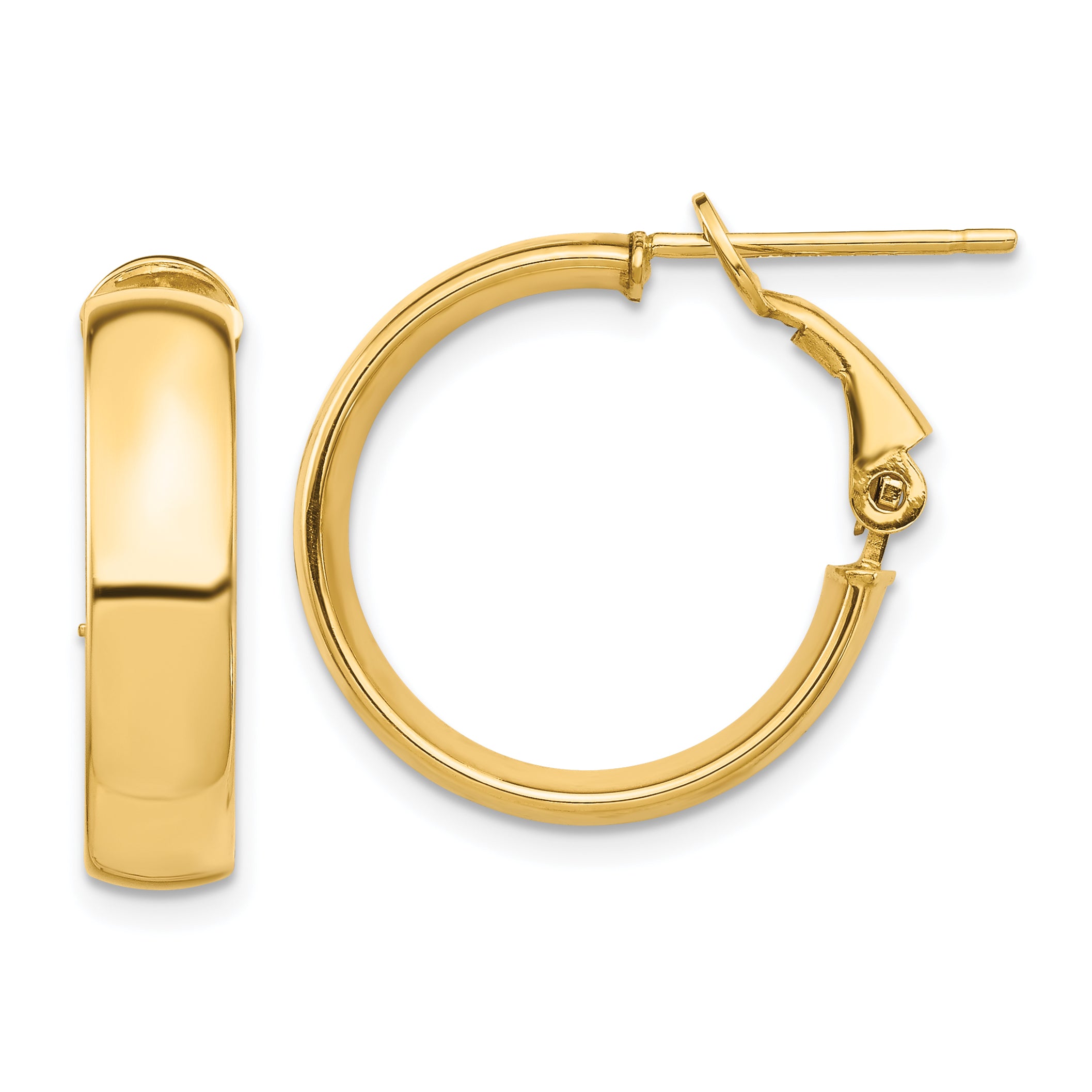 14k High Polished 5mm Omega Back Hoop Earrings Main image
