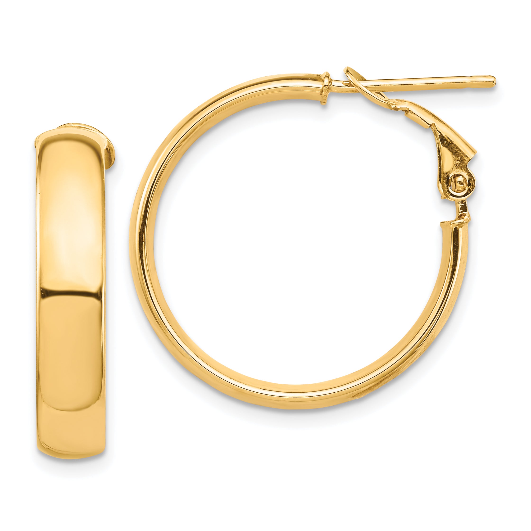 14k High Polished 5mm Omega Back Hoop Earrings Main image