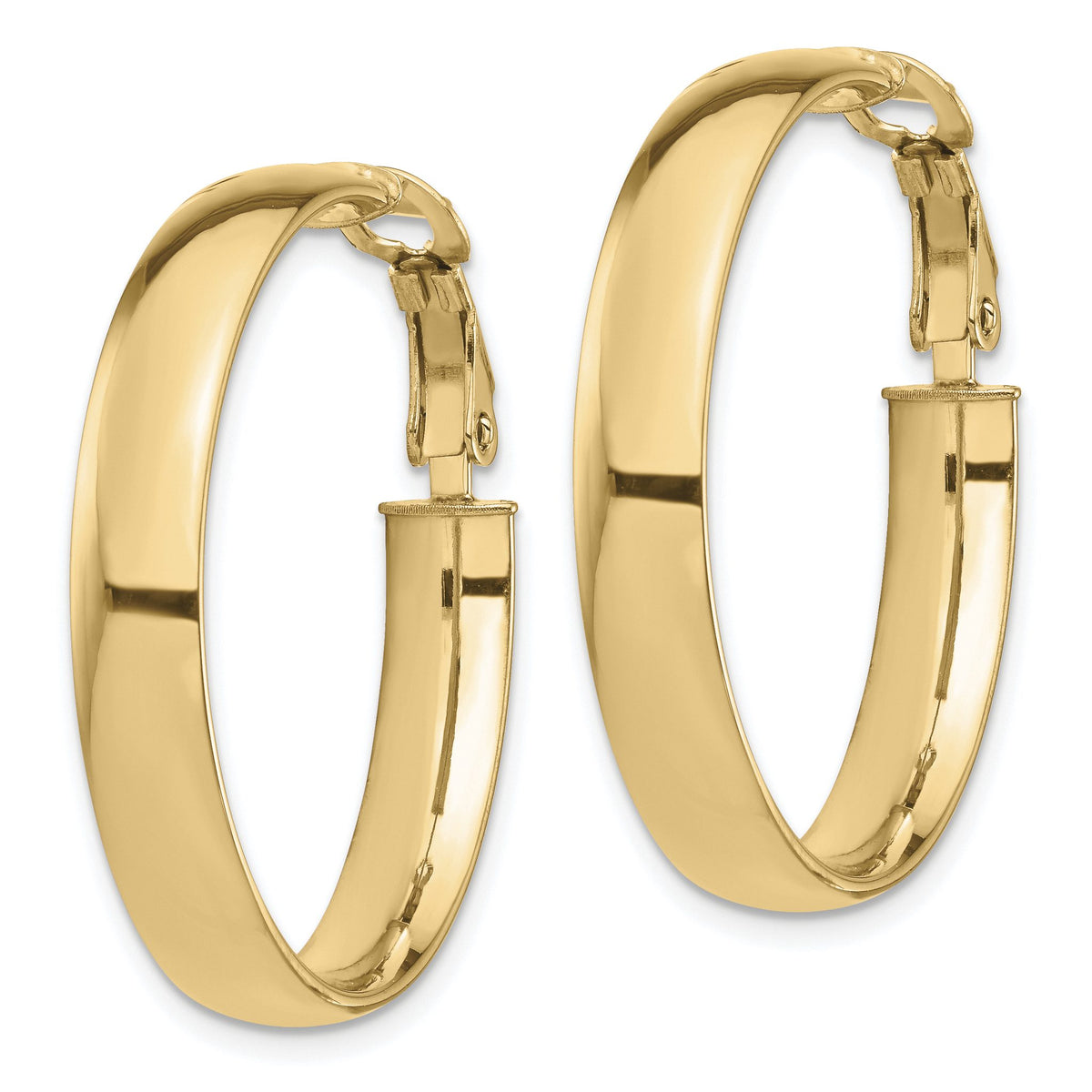 High Omega Back Hoop Earrings in 14K Yellow Gold, 30.25mm - Sophia Jewelers
