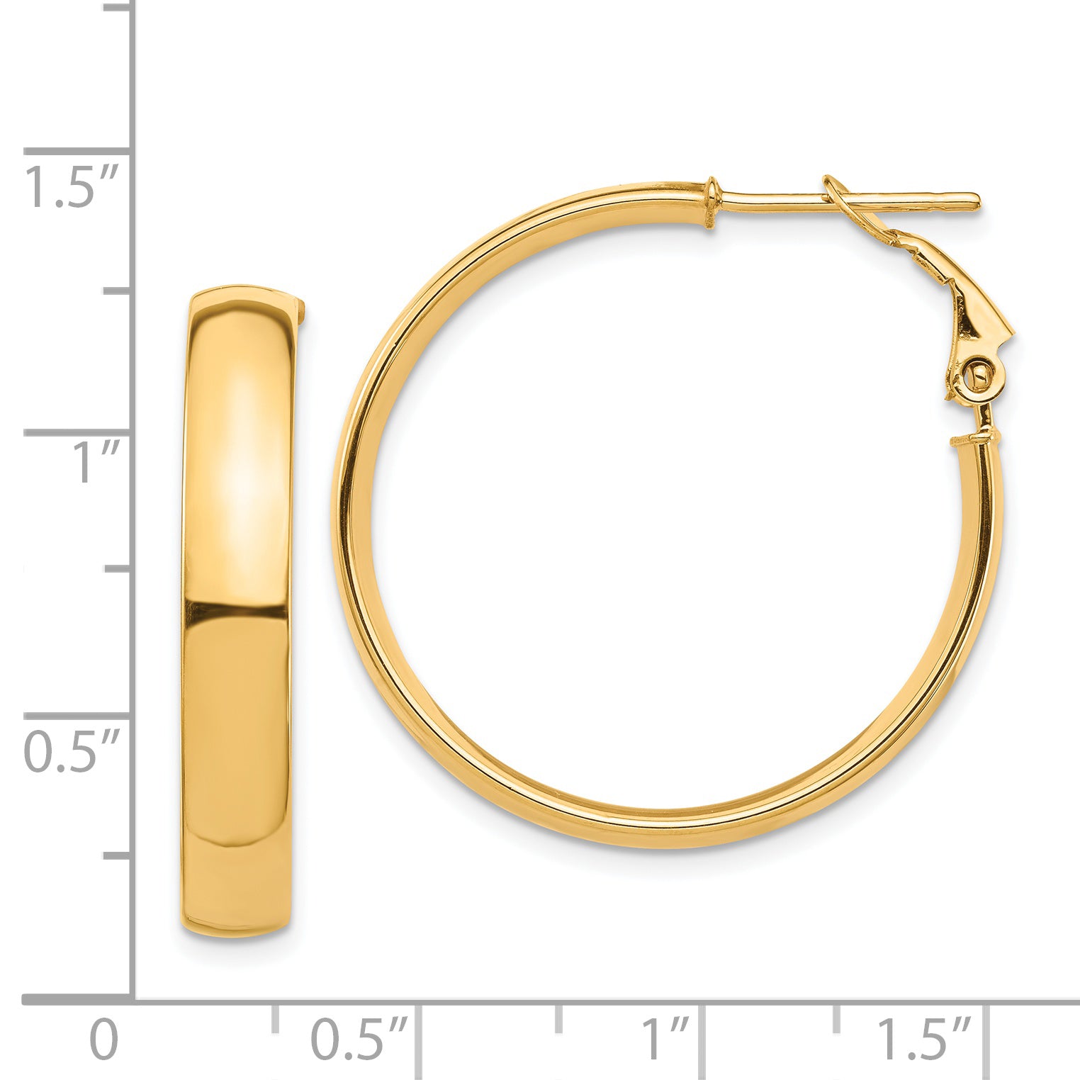 14k High Polished 5mm Omega Back Hoop Earrings Secondary image