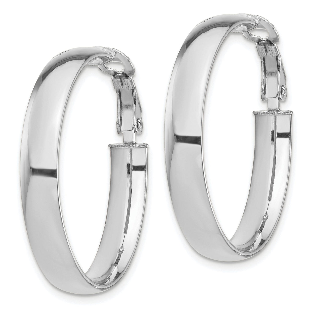 High Omega Back Hoop Earrings in 14K White Gold, 30.25mm - Sophia Jewelers