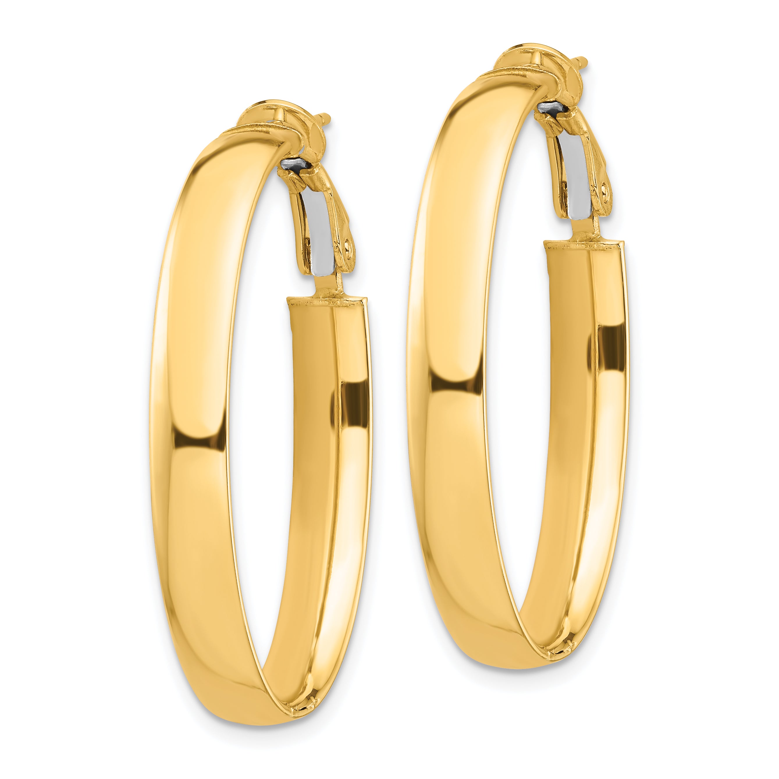 14k High Polished 5mm Oval Omega Back Hoop Earrings Secondary image