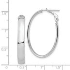 14k White Gold High Polished 5mm Oval Omega Back Hoop Earrings