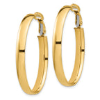 14k High Polished 5mm Omega Back Oval Hoop Earrings