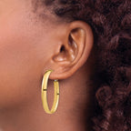 High Omega Back Oval Hoop Earrings in 14K Yellow Gold, 26.75x38.25mm - Sophia Jewelers