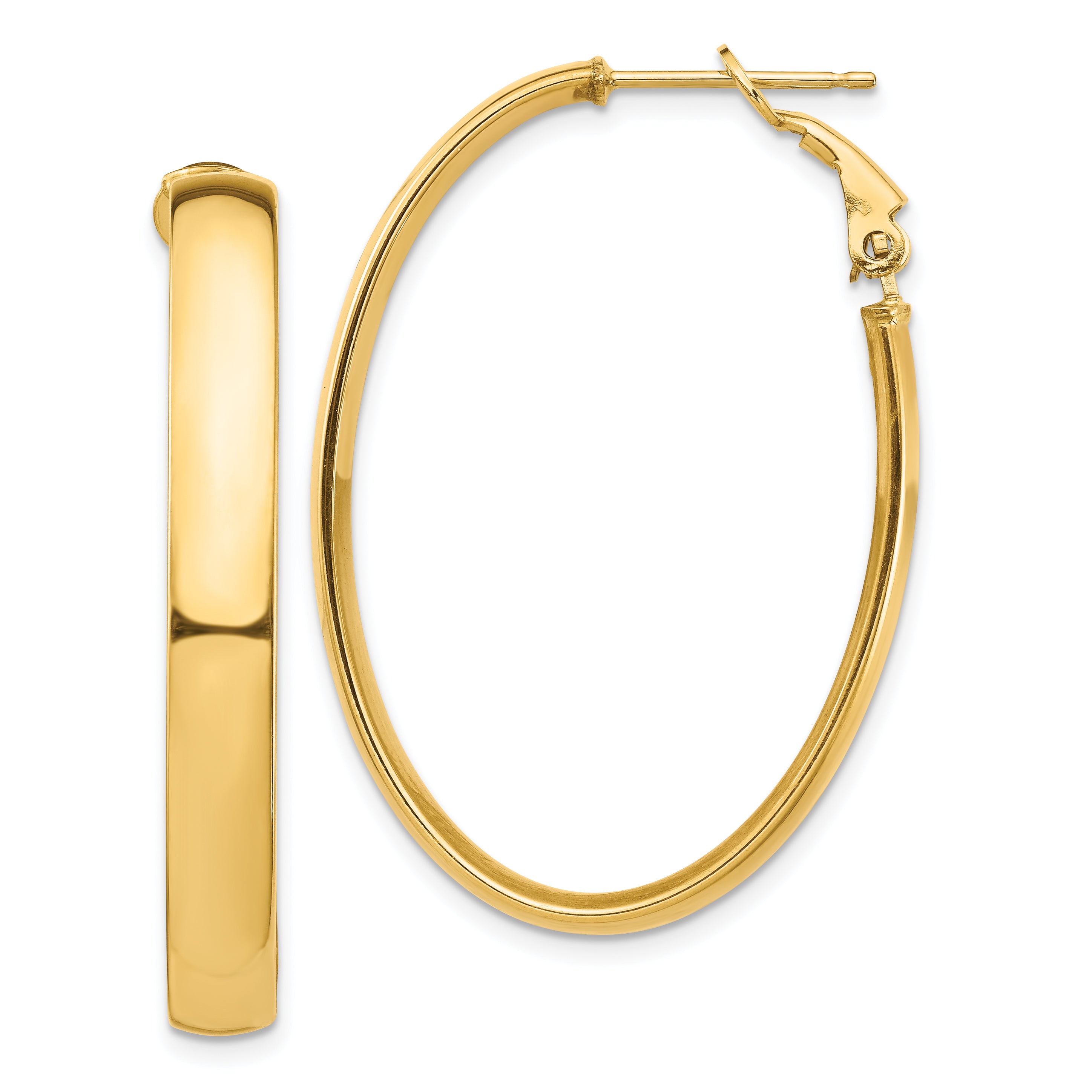 14k High Polished 5mm Omega Back Oval Hoop Earrings Main image