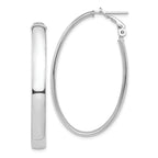 14k White Gold High Polished 5mm Omega Back Oval Hoop Earrings