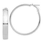 14k White Gold High Polished 7mm Omega Back Hoop Earrings