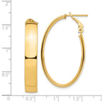 14k High Polished 7mm Omega Back Oval Hoop Earrings