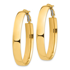 14k High Polished 7mm Omega Back Oval Hoop Earrings