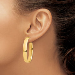 14k High Polished 7mm Omega Back Oval Hoop Earrings