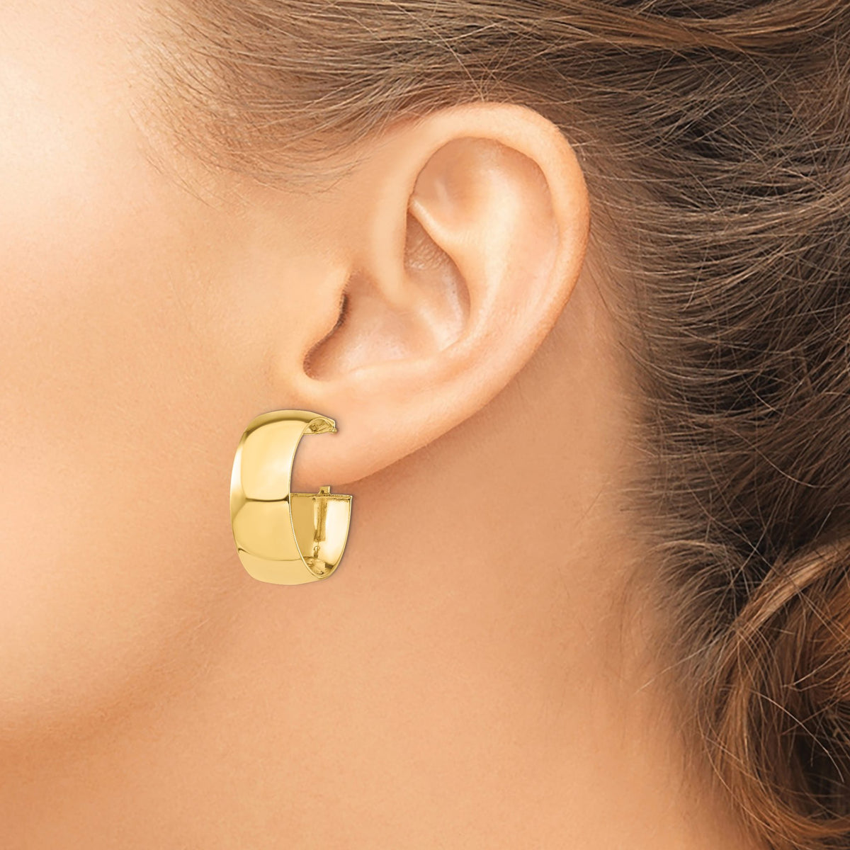 High Omega Back Hoop Earrings in 14K Yellow Gold, 28mm - Sophia Jewelers
