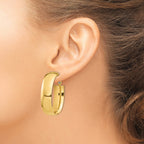 High Omega Back Oval Hoop Earrings in 14K Yellow Gold, 23.75x34.75mm - Sophia Jewelers