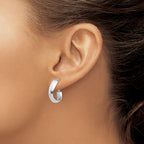 High Wavy Omega Back Hoop Earrings in 14K White Gold, 20mm - Sophia Jewelers