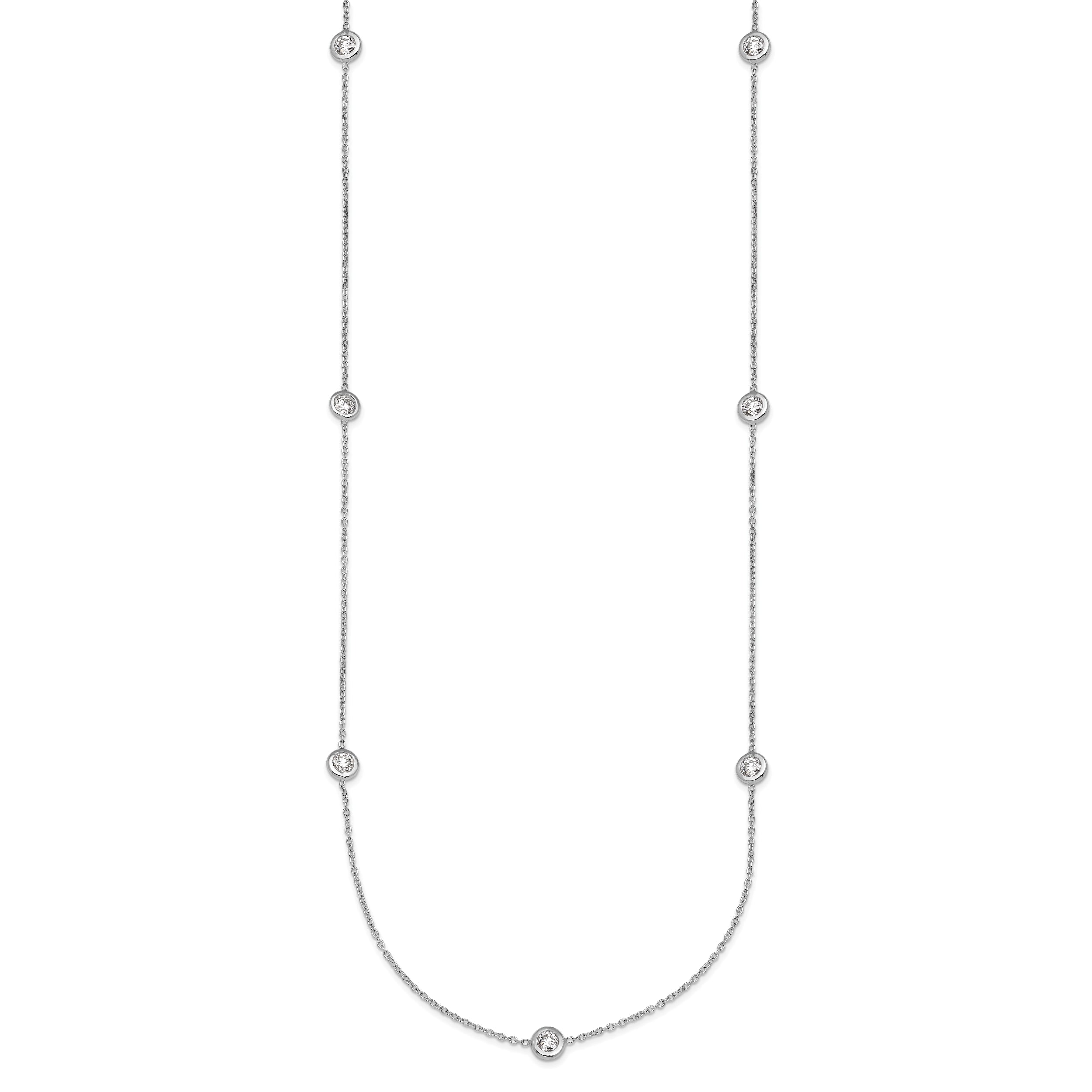 Herco Platinum Polished Bezel Set 9 Lab Grown Diamond Station 20 Inch Necklace