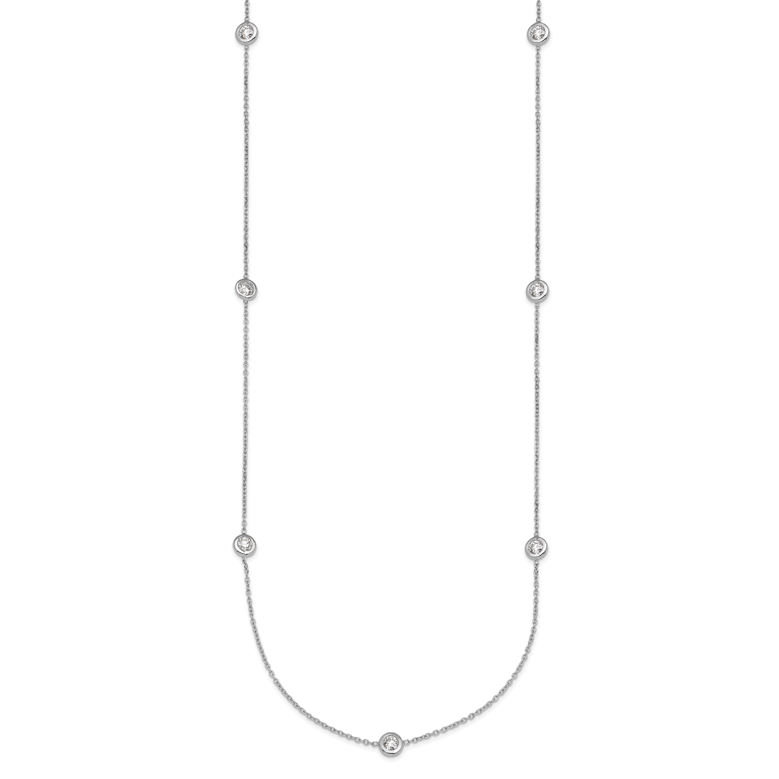 Herco Platinum Polished Bezel Set 7 Lab Grown Diamond Station 16 Inch Necklace Secondary image