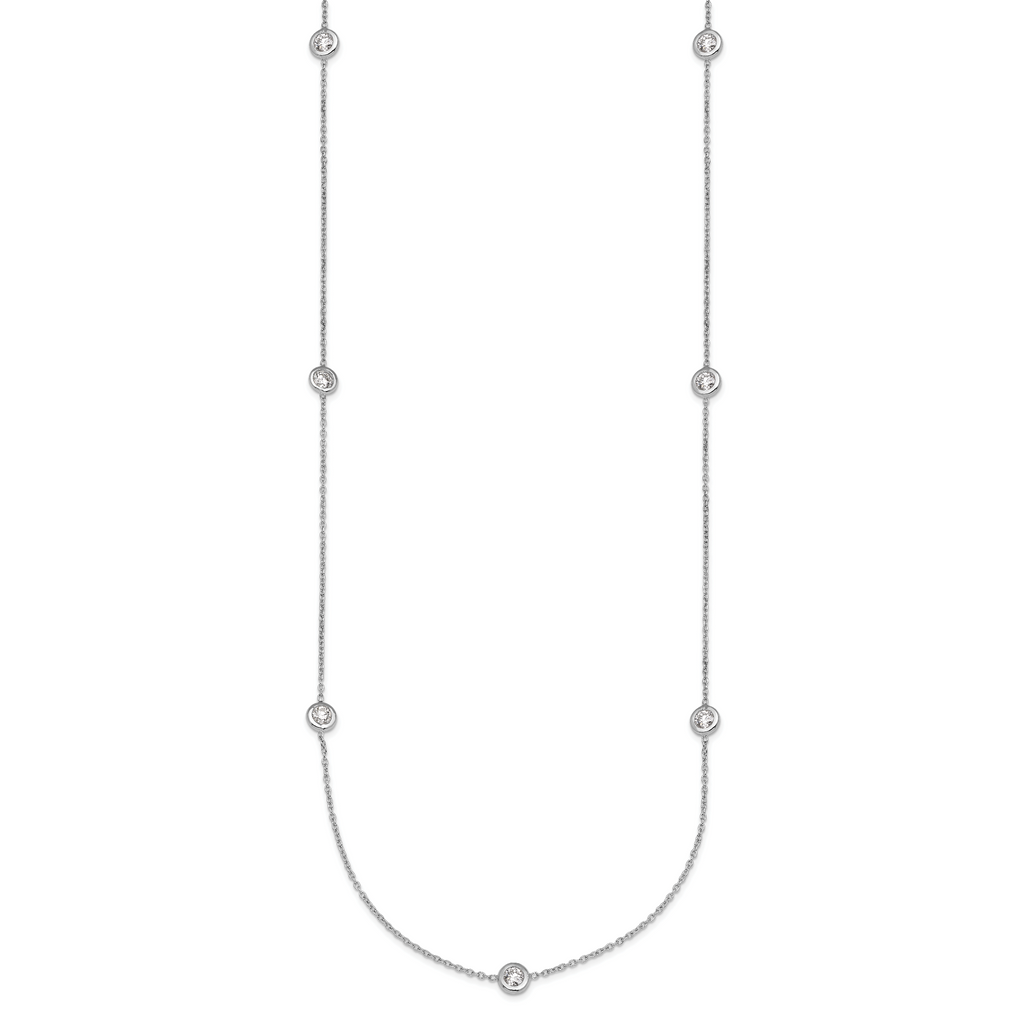 Herco Platinum Polished Bezel Set 7 Lab Grown Diamond Station Necklace