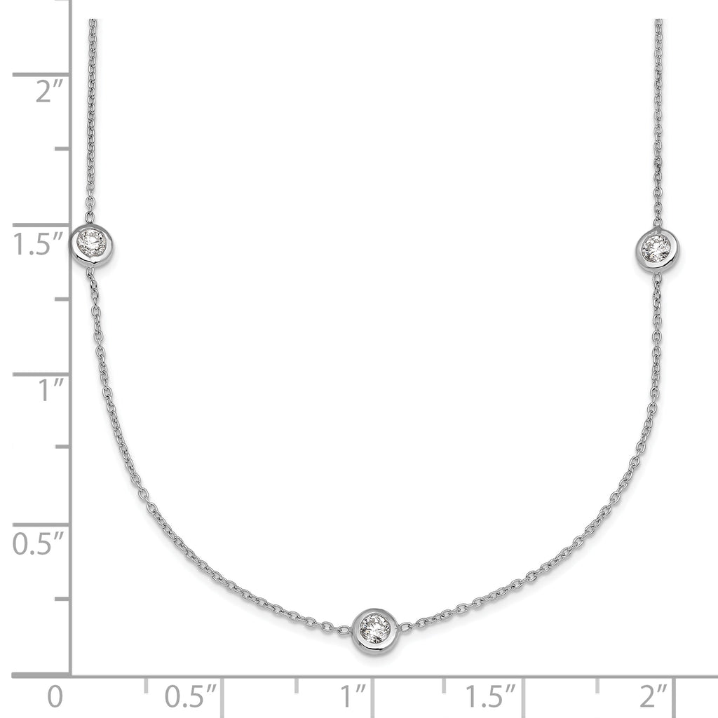 Herco Platinum Polished Bezel Set 9 Lab Grown Diamond Station Necklace