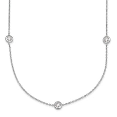 Herco Platinum Polished Bezel Set 9 Lab Grown Diamond Station 20 Inch Necklace