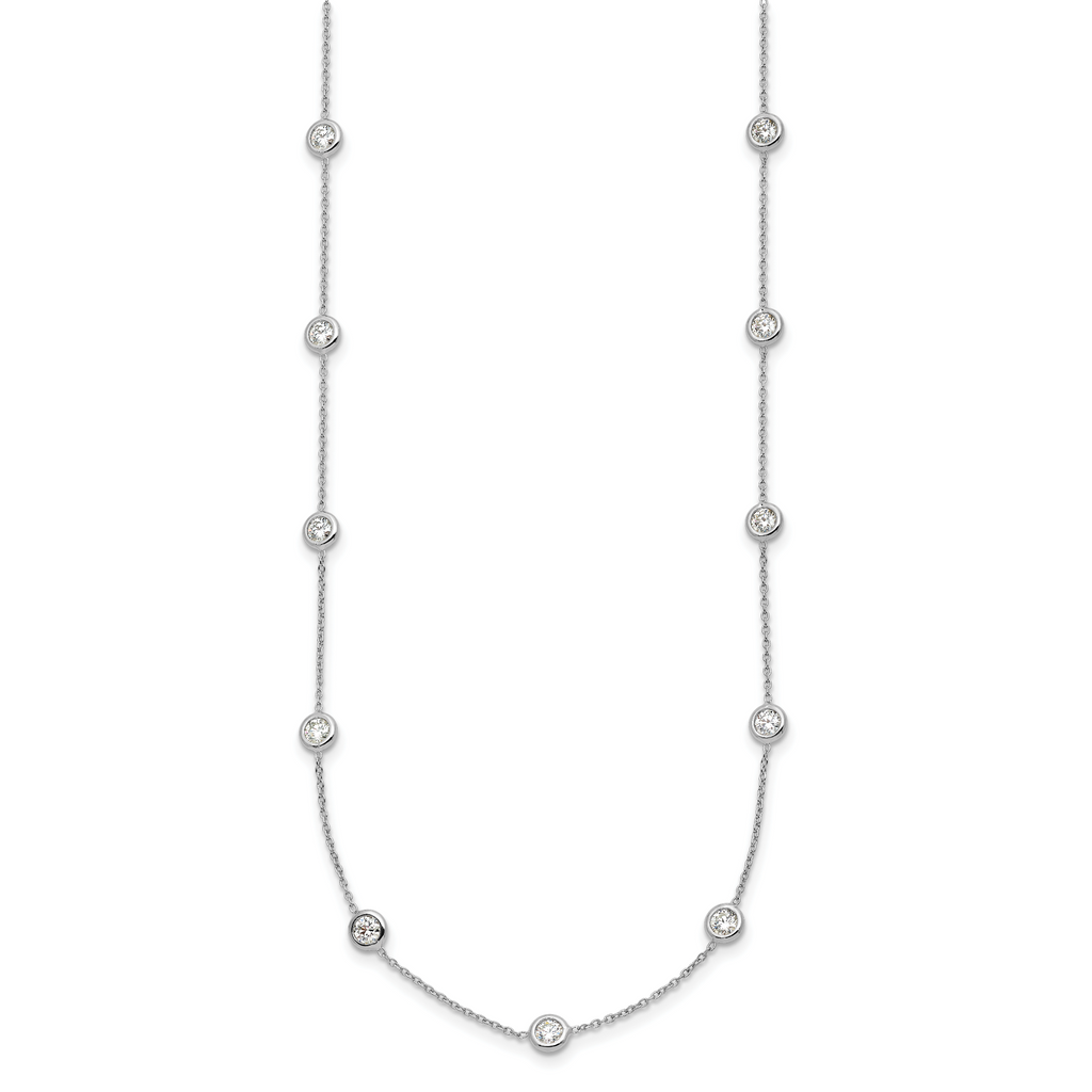 Herco Platinum Polished Bezel Set 16 Lab Grown Diamond Station Necklace