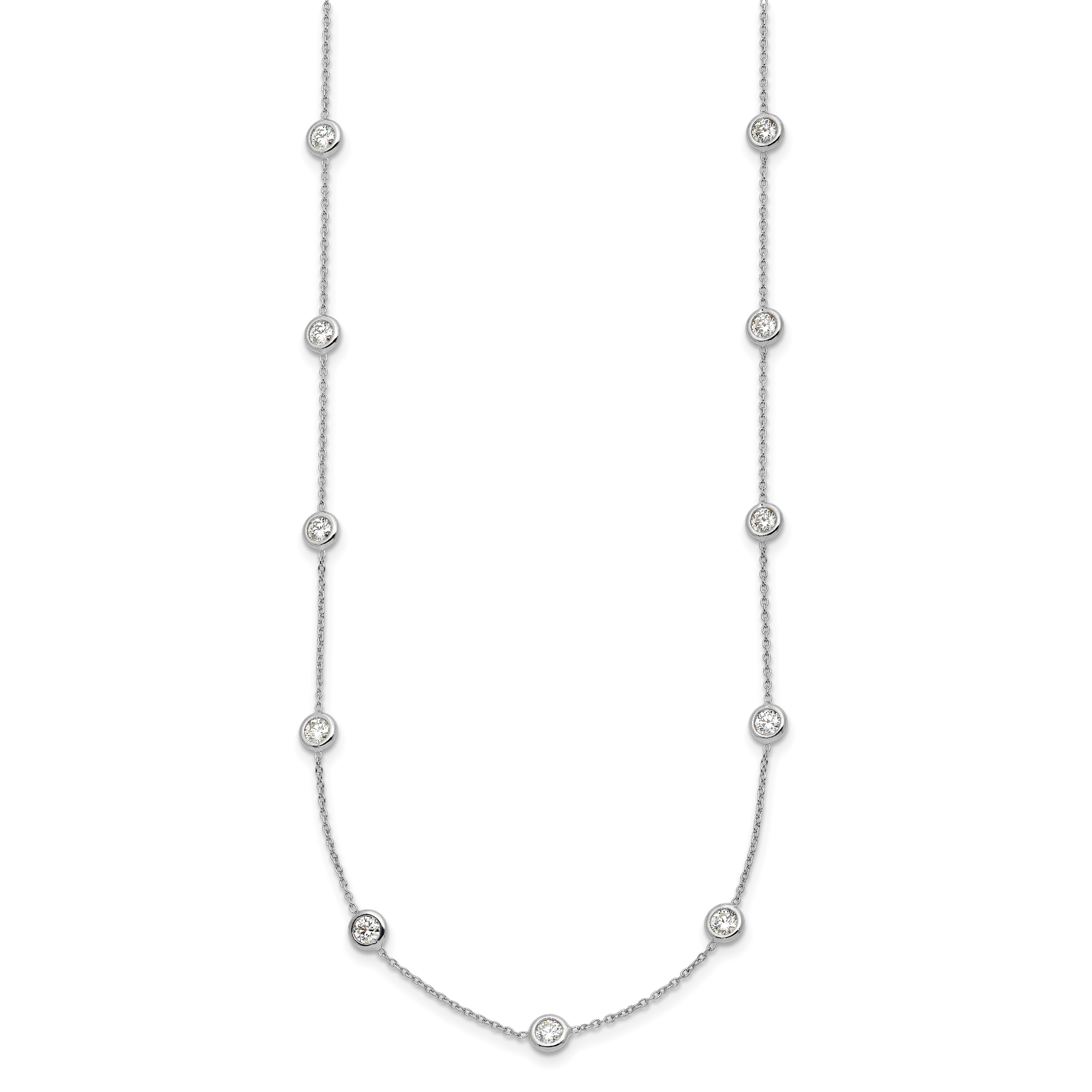 Herco Platinum Polished Bezel Set 16 Lab Grown Diamond Station Necklace