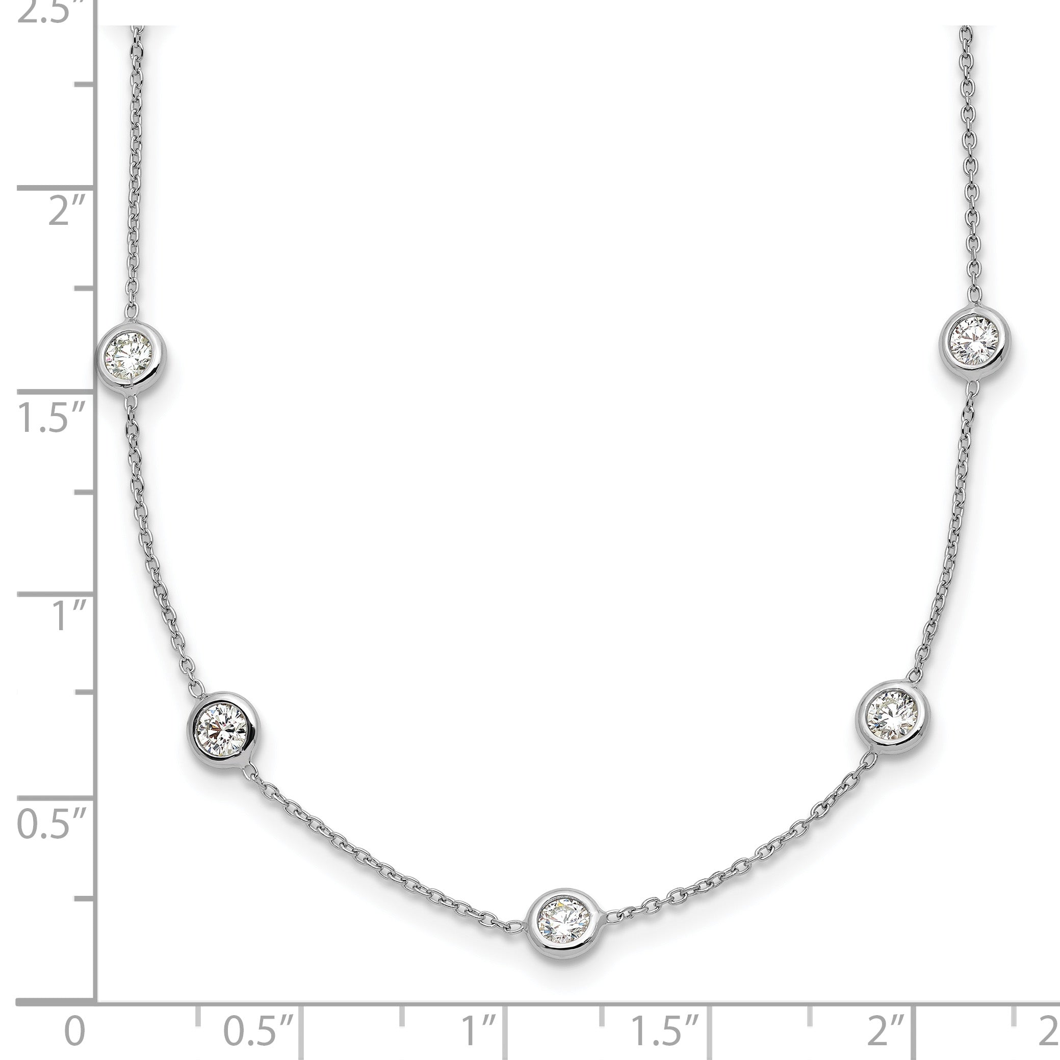Herco Platinum Polished Bezel Set 16 Lab Grown Diamond Station 20 Inch Necklace