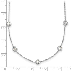 Herco Platinum Polished Bezel Set 16 Lab Grown Diamond Station 20 Inch Necklace