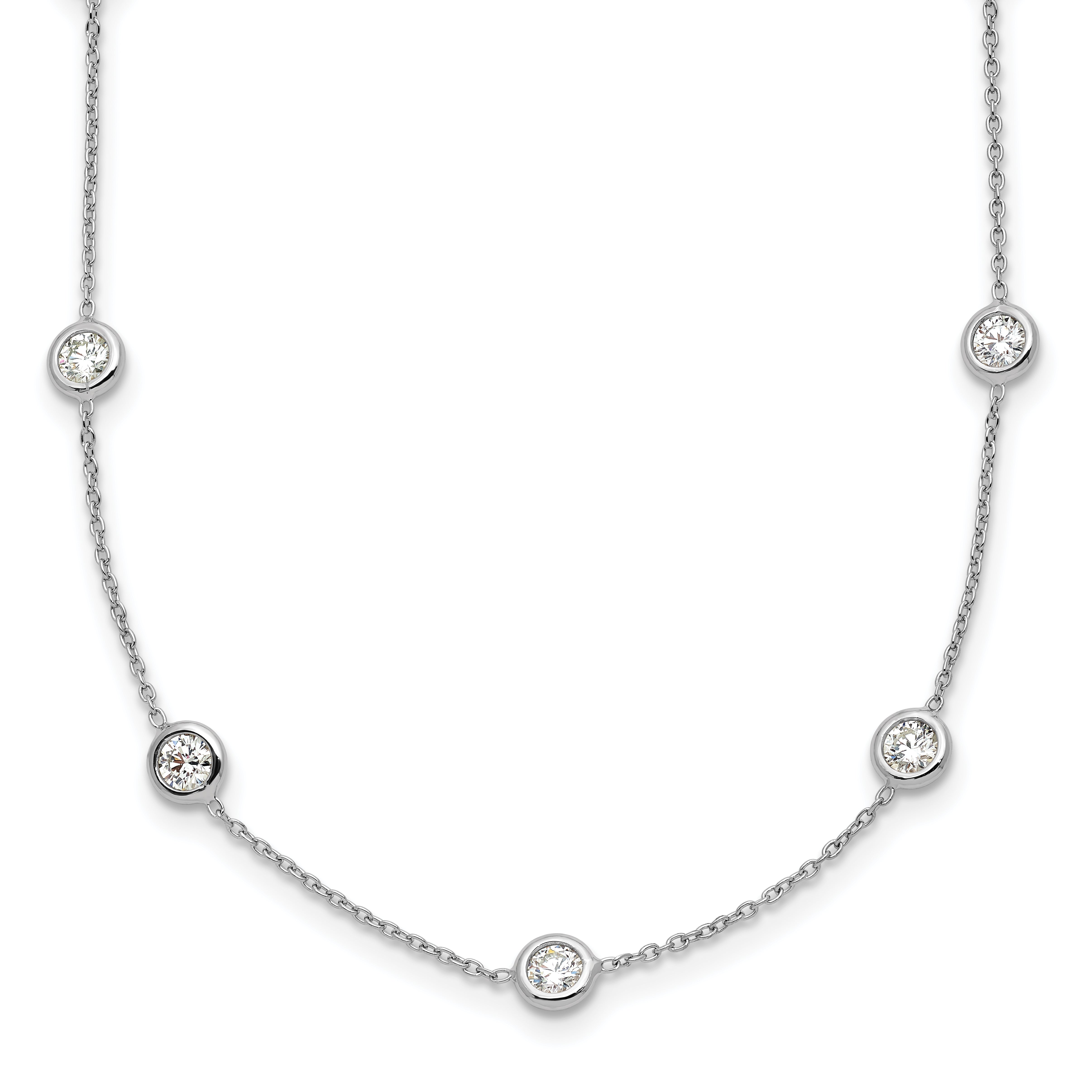Herco Platinum Polished Bezel Set 16 Lab Grown Diamond Station 20 Inch Necklace