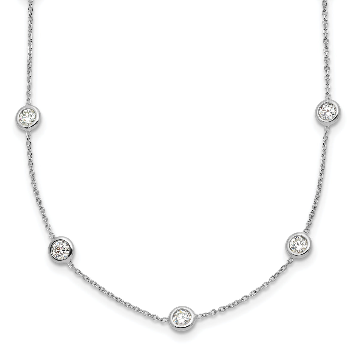 Herco Platinum Polished Bezel Set 16 Lab Grown Diamond Station 20 Inch Necklace