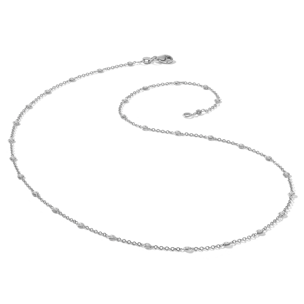 Herco Platinum Polished Bezel Set 34 Lab Grown Diamond Station Necklace