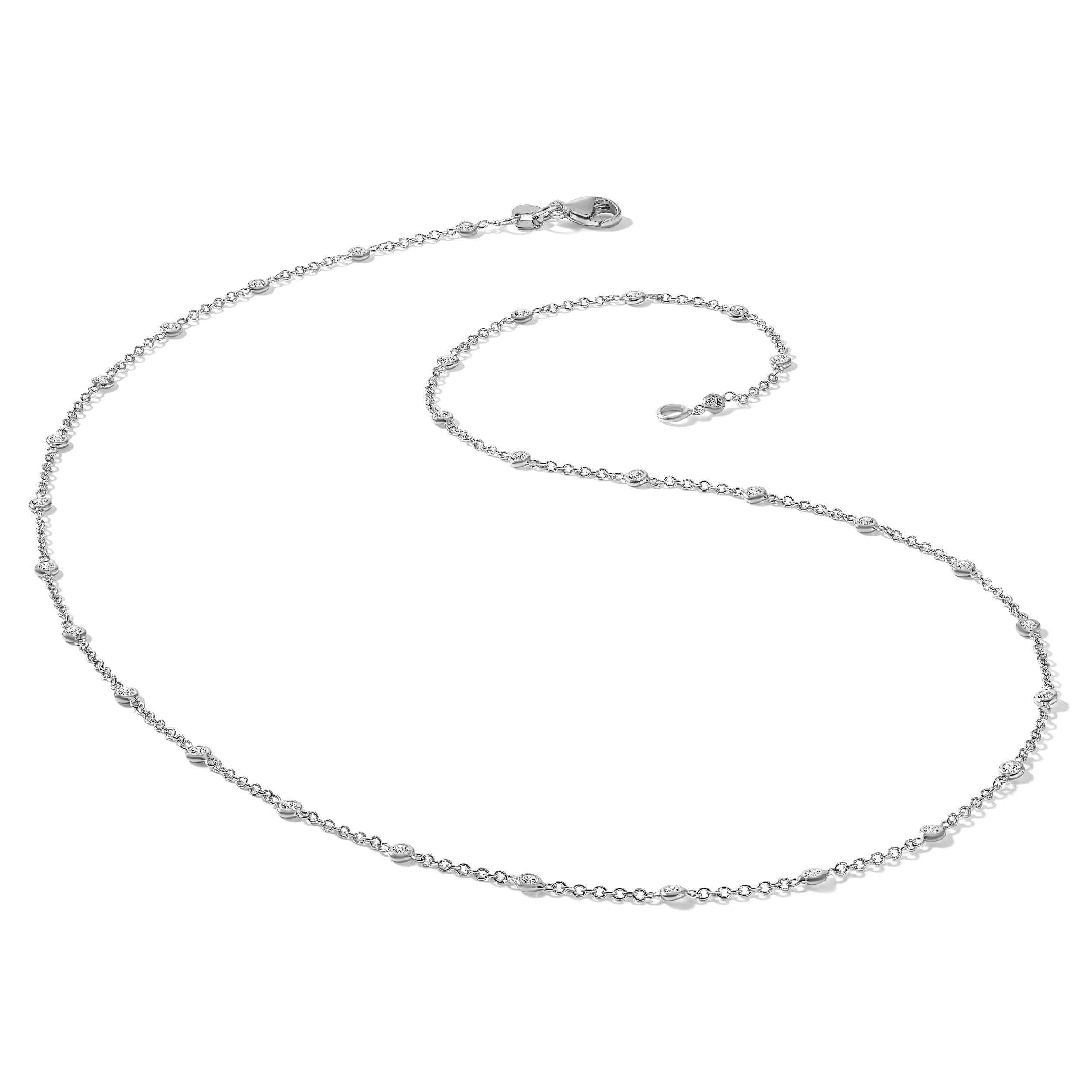 Herco Platinum Polished Bezel Set 34 Lab Grown Diamond Station Necklace