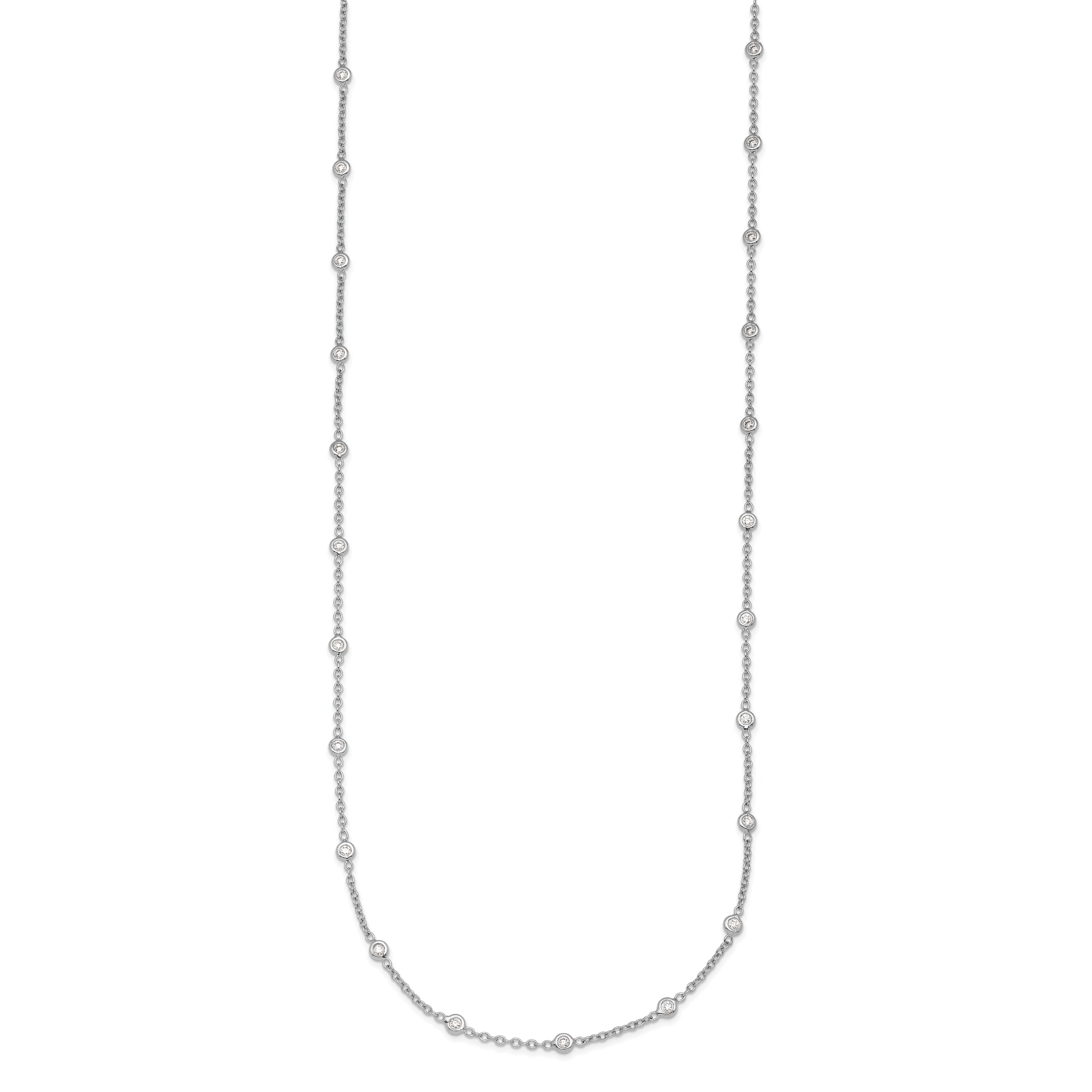 Herco Platinum Polished Bezel Set 34 Lab Grown Diamond Station 20 Inch Necklace