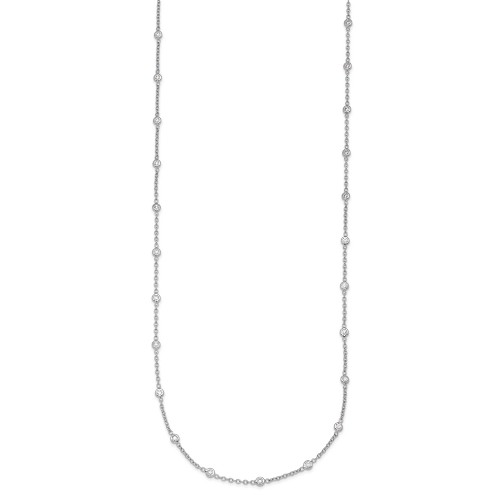 Herco Platinum Polished Bezel Set 34 Lab Grown Diamond Station Necklace