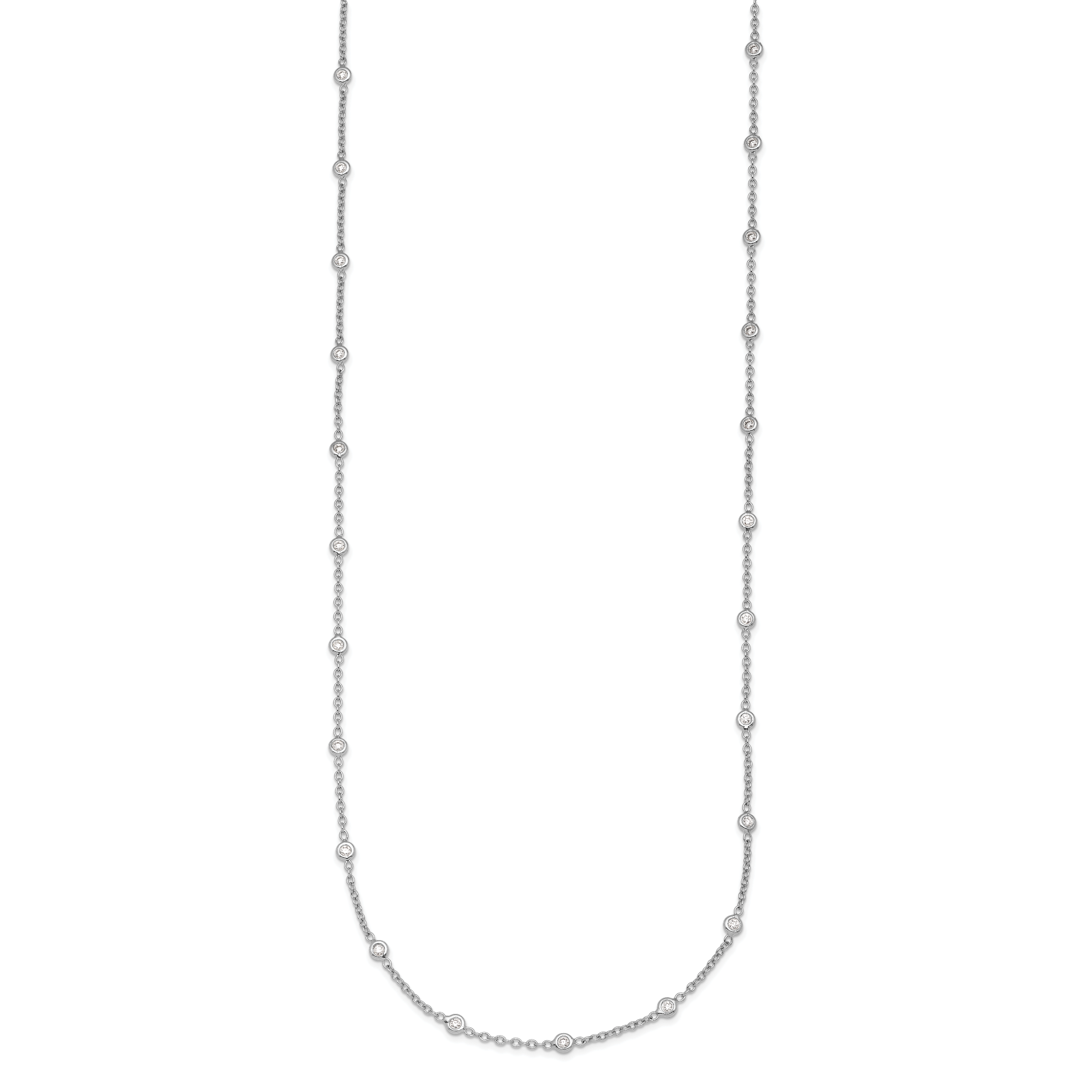 Herco Platinum Polished Bezel Set 34 Lab Grown Diamond Station Necklace
